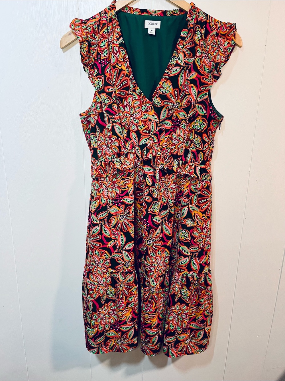 J. Crew Women's Multicolor Floral faux Wrap Dress size 6